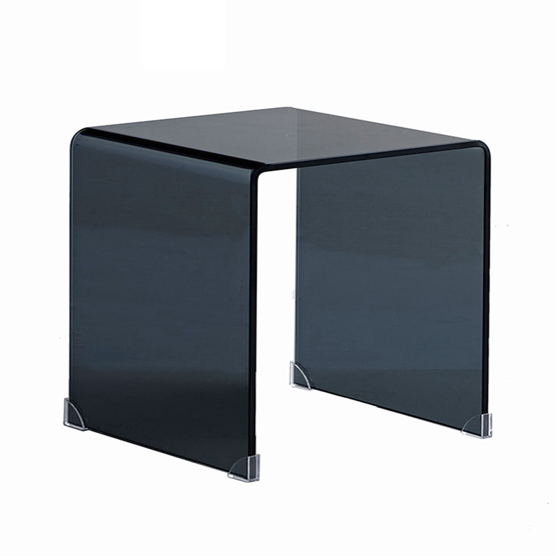 Modern Square Glass Side End Table Sled Corner Table for Living Room