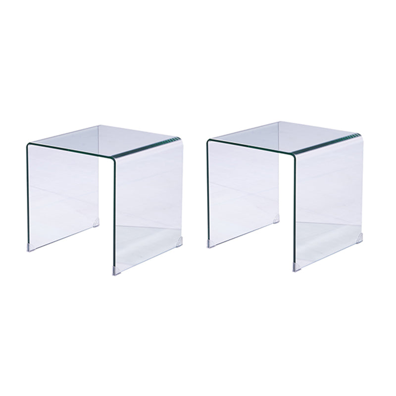 Modern Square Glass Side End Table Sled Corner Table for Living Room