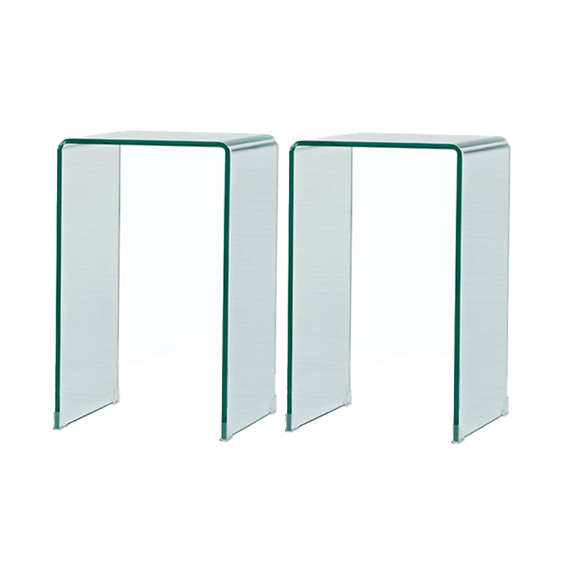 Modern Square Glass Side End Table Sled Corner Table for Living Room