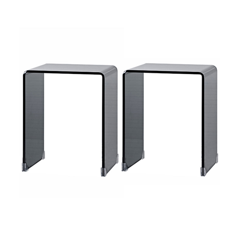 Modern Square Glass Side End Table Sled Corner Table for Living Room