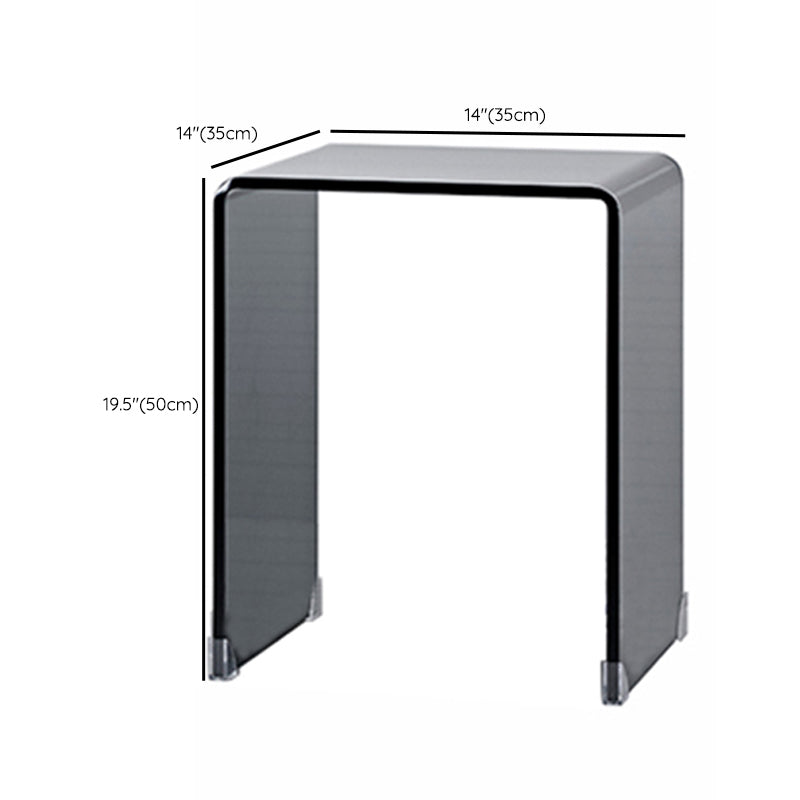 Modern Square Glass Side End Table Sled Corner Table for Living Room