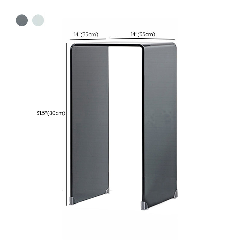 Modern Square Glass Side End Table Sled Corner Table for Living Room
