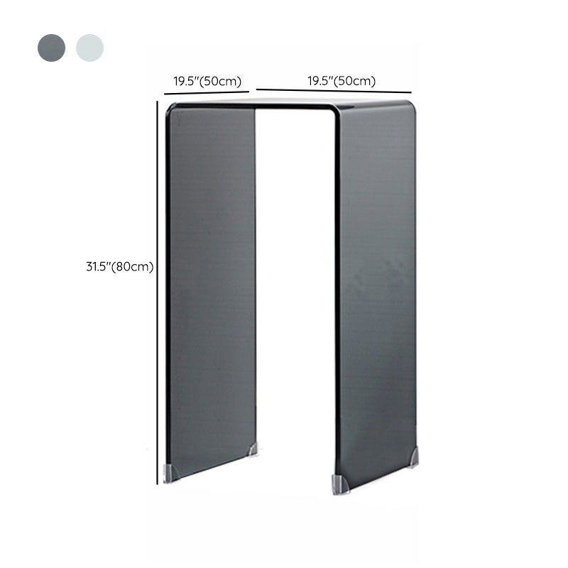 Modern Square Glass Side End Table Sled Corner Table for Living Room