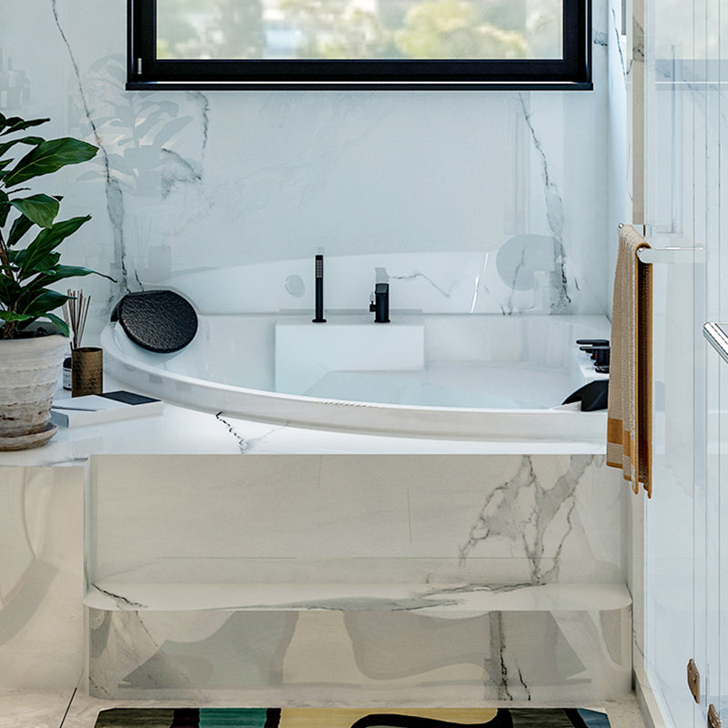 Acrylic Modern Back to Wall Bath Tub Bathroom Corner Bathtub in White
