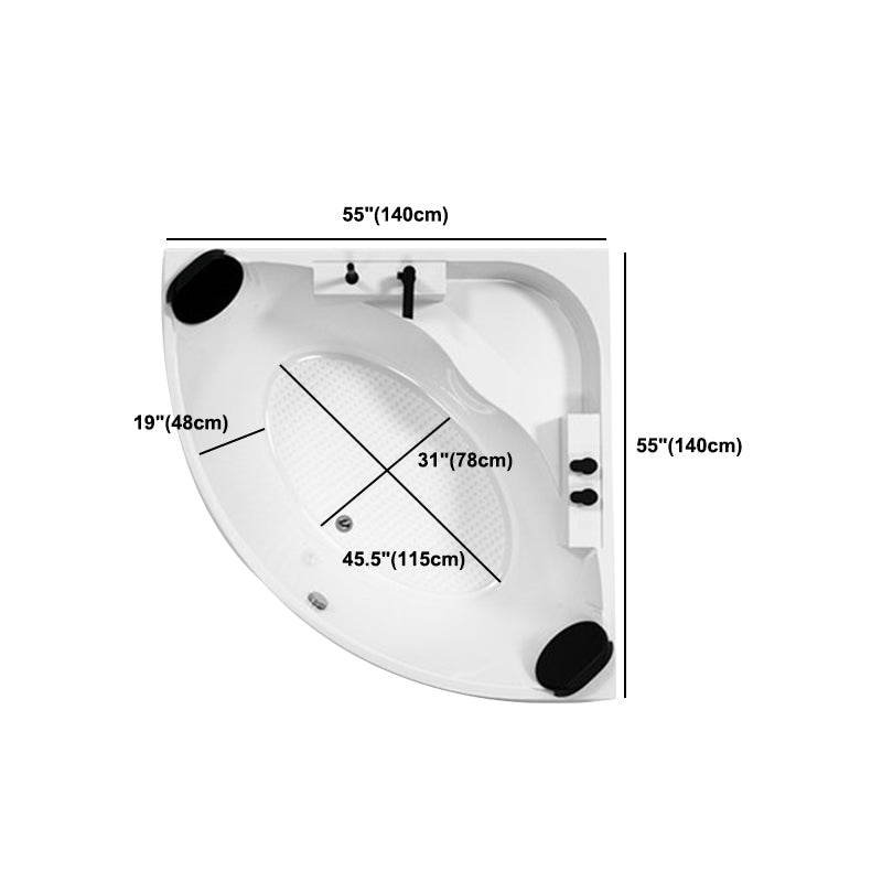 Acrylic Modern Back to Wall Bath Tub Bathroom Corner Bathtub in White