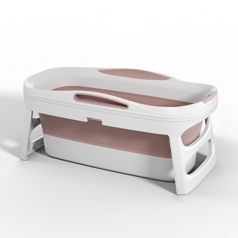 Plastic Rectangular Bath Tub Foldable Soaking Tub with Internal Drain