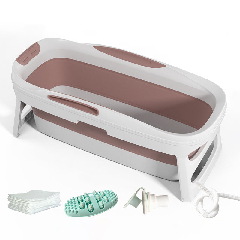 Plastic Rectangular Bath Tub Foldable Soaking Tub with Internal Drain