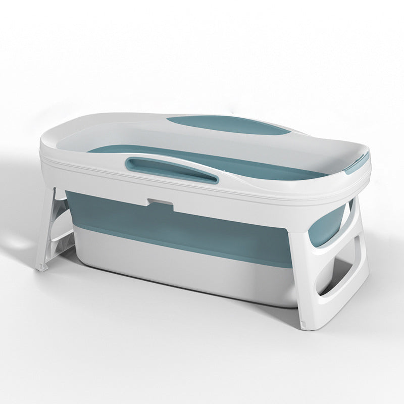 Plastic Rectangular Bath Tub Foldable Soaking Tub with Internal Drain