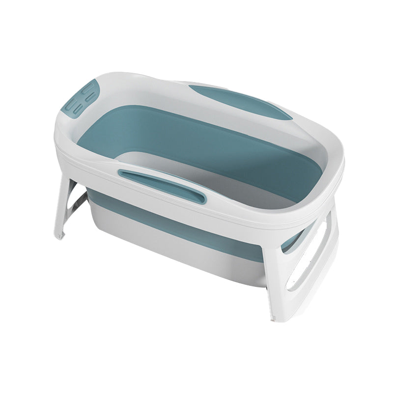 Plastic Rectangular Bath Tub Foldable Soaking Tub with Internal Drain