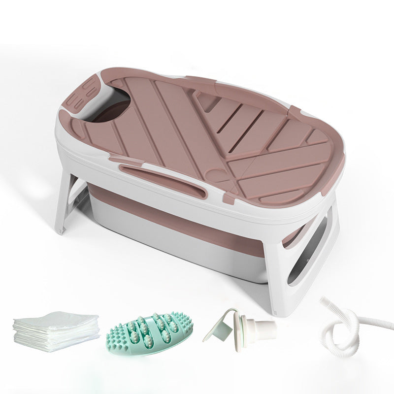 Plastic Rectangular Bath Tub Foldable Soaking Tub with Internal Drain