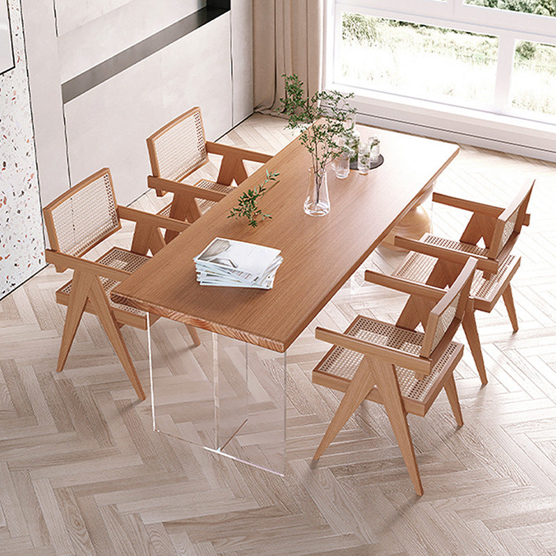 1/2/5 Pieces Rectangle Dining Set Modern Solid Wood Dining Table with Chairs