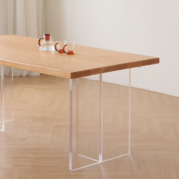 1/2/5 Pieces Rectangle Dining Set Modern Solid Wood Dining Table with Chairs