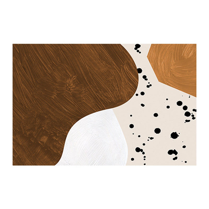 Modern Color Block Rug Polyester Dark Brown Rug Stain Resistant Rug for Living Room