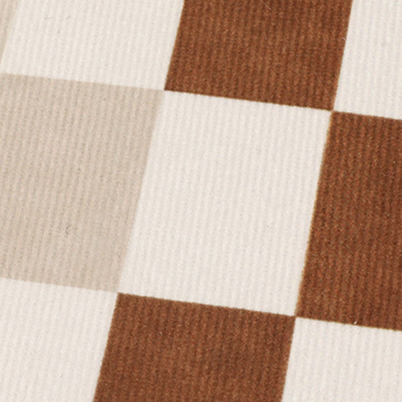 Dark Brown Rug Polyester Check Pattern Rug Stain Resistant Rug for Drawing Room