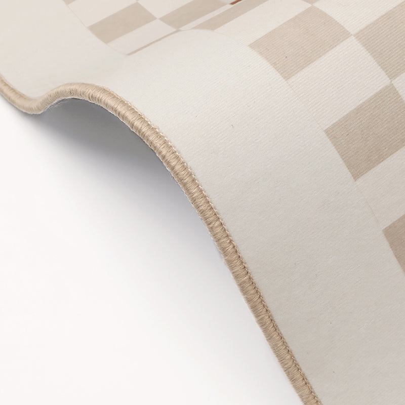 Dark Brown Rug Polyester Check Pattern Rug Stain Resistant Rug for Drawing Room