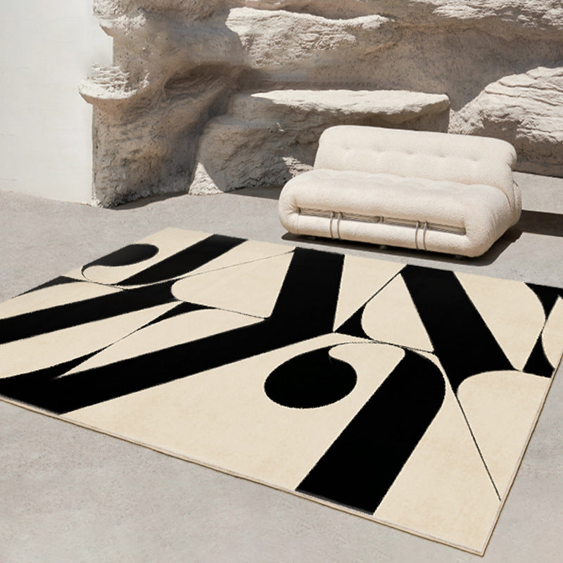 Modern Abstract Rug Polyester Brown Rug Stain Resistant Rug for Living Room