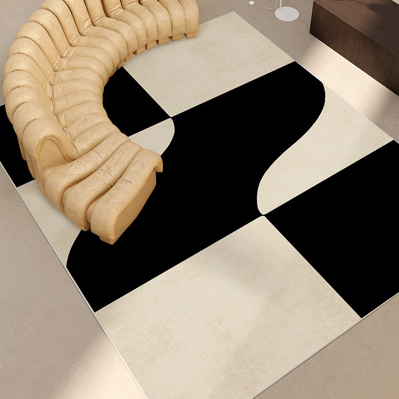 Modern Abstract Rug Polyester Brown Rug Stain Resistant Rug for Living Room