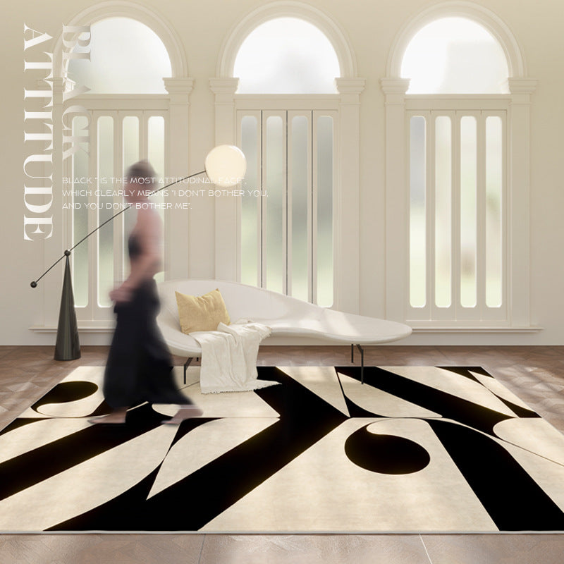 Modern Abstract Rug Polyester Brown Rug Stain Resistant Rug for Living Room