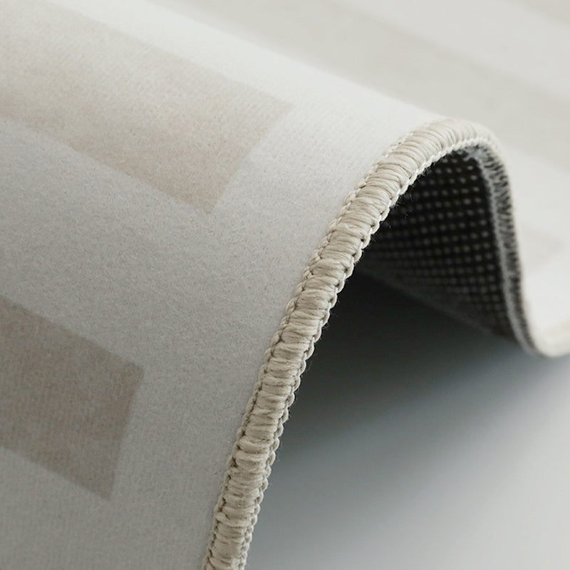 Modern Rug Light Grey Polyester Rug Stain Resistant Rug for Living Room