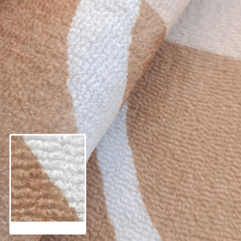 Brown Tone Rug Geometric Pattern Washable Wool Rug for Home Decor