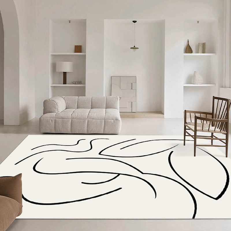 Rectangle Shape Abstract Pattern Rug Living Room Polyester Washable Area Rug