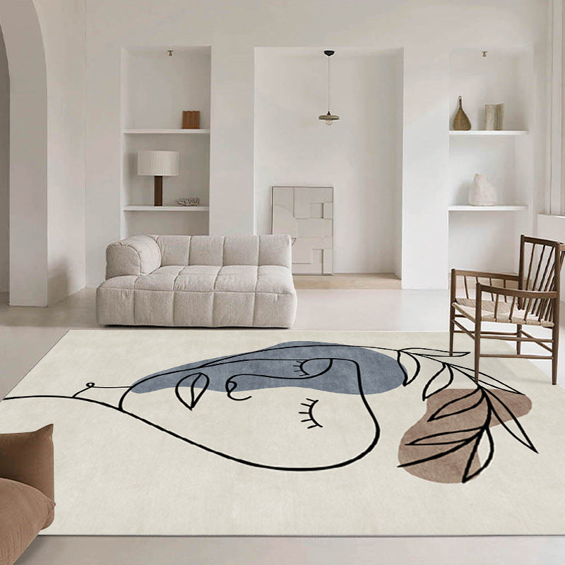 Rectangle Shape Abstract Pattern Rug Living Room Polyester Washable Area Rug