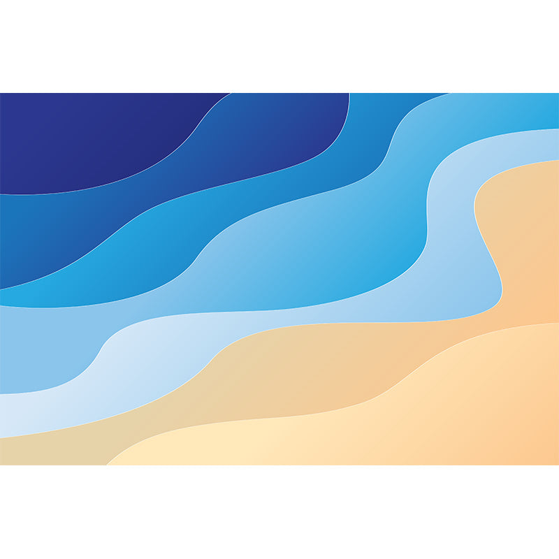 Illustration Stain Resistant Mural Wallpaper Wavy Line Indoor Wall Mural