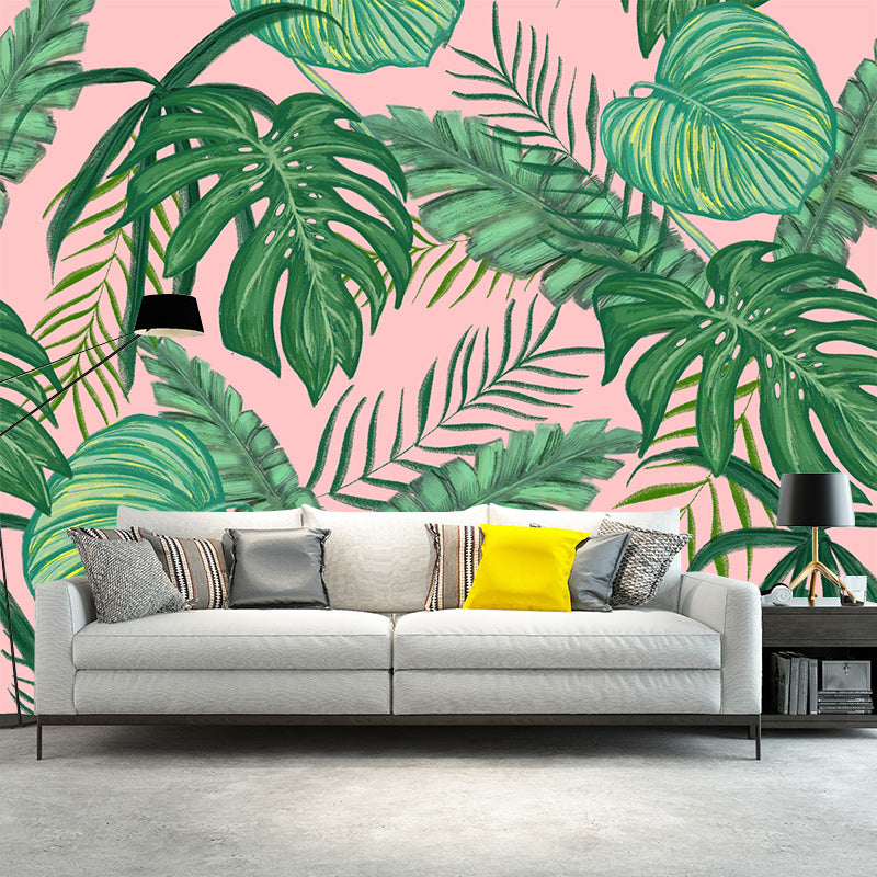 Eco-friendly Wall Mural Wallpaper Illustration Tropical Plants Sitting Room Wall Mural