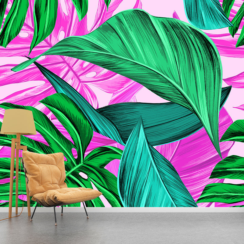 Eco-friendly Wall Mural Wallpaper Illustration Tropical Plants Sitting Room Wall Mural