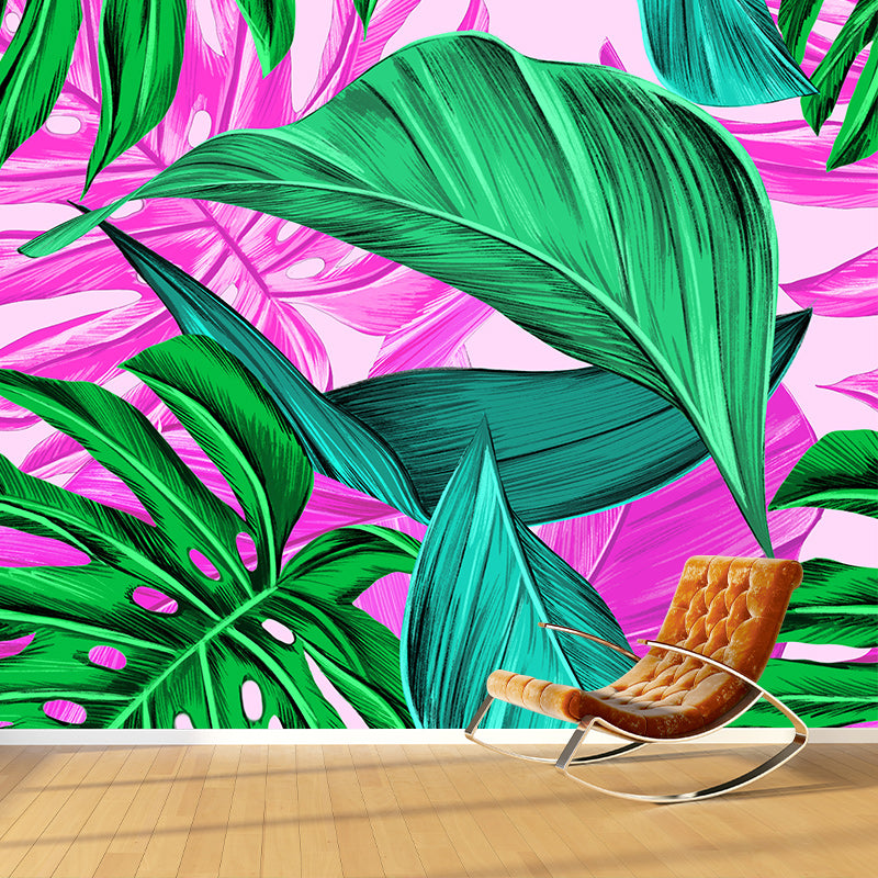 Eco-friendly Wall Mural Wallpaper Illustration Tropical Plants Sitting Room Wall Mural
