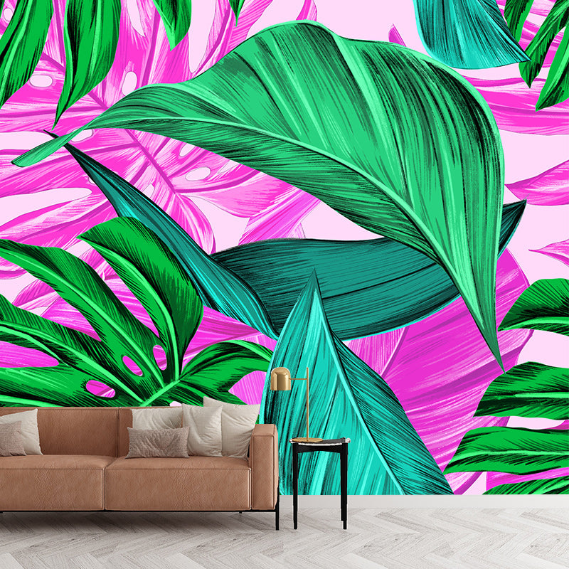 Eco-friendly Wall Mural Wallpaper Illustration Tropical Plants Sitting Room Wall Mural