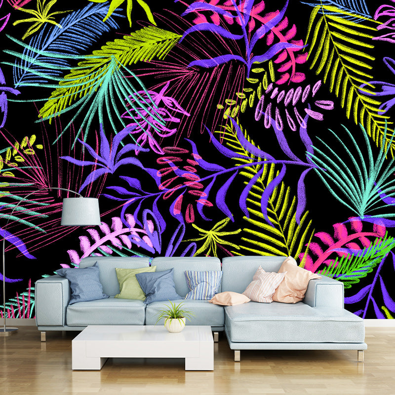 Eco-friendly Wall Mural Wallpaper Illustration Tropical Plants Sitting Room Wall Mural