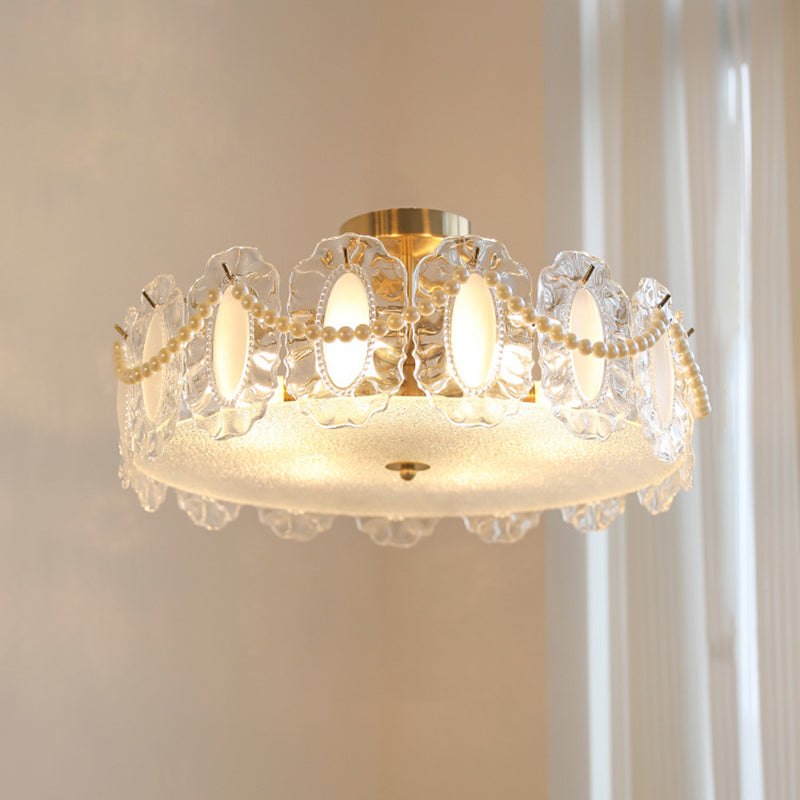 Modern Ceiling Light Simple Glass Flush Mount Light Fixture for Sitting Room