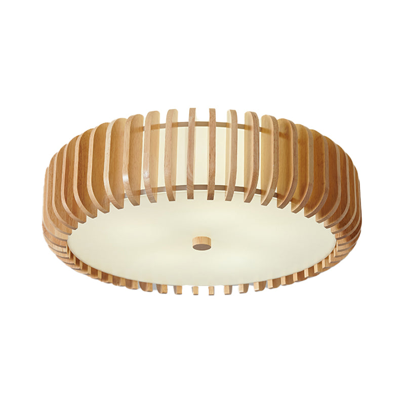 Wood Round Flush Mount Lights Contemporary Style Multi Lights Flush Mount Fixture