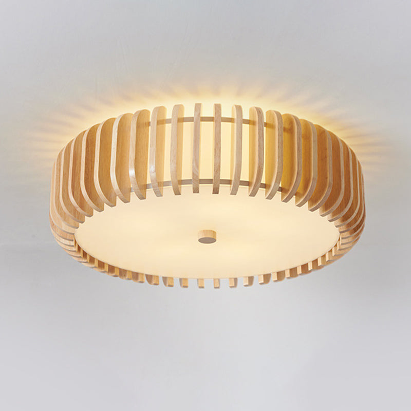 Wood Round Flush Mount Lights Contemporary Style Multi Lights Flush Mount Fixture