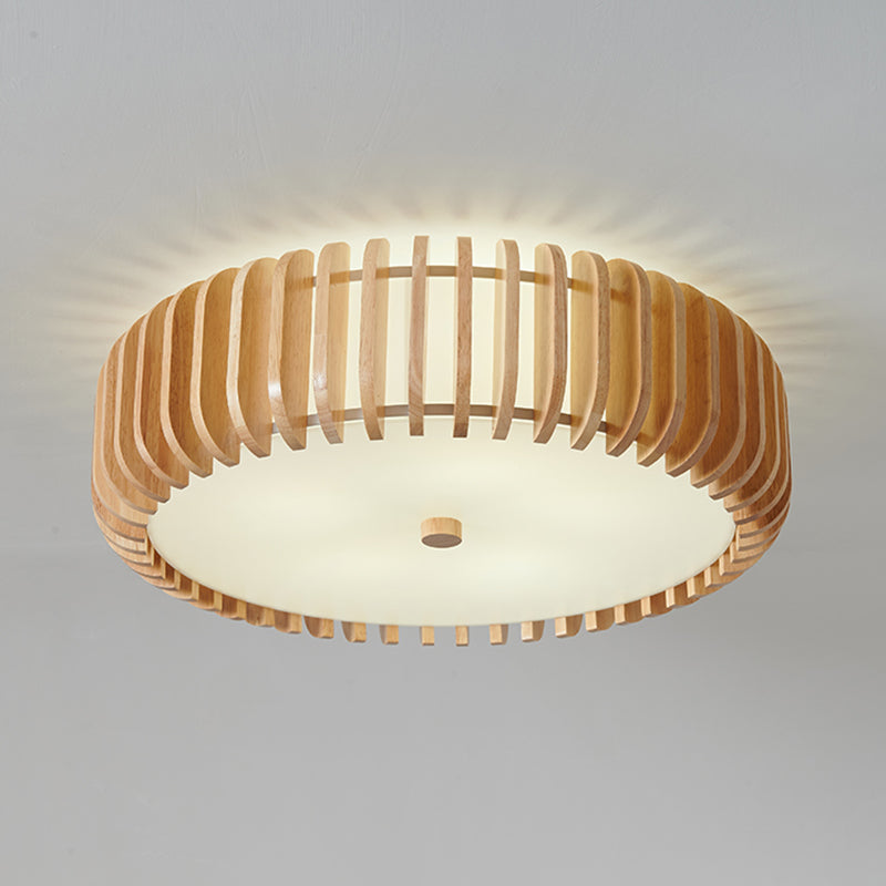 Wood Round Flush Mount Lights Contemporary Style Multi Lights Flush Mount Fixture