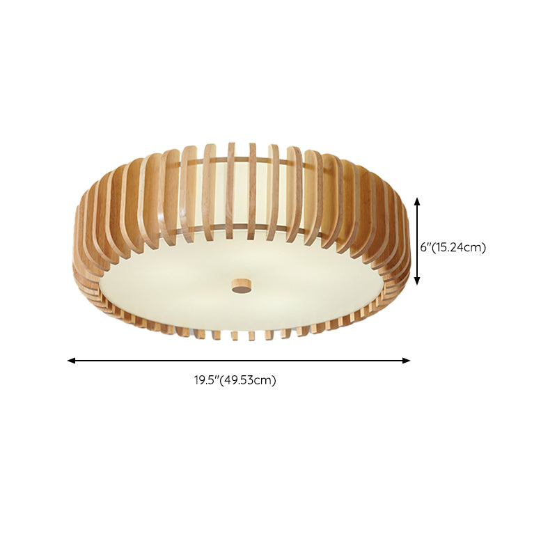 Wood Round Flush Mount Lights Contemporary Style Multi Lights Flush Mount Fixture