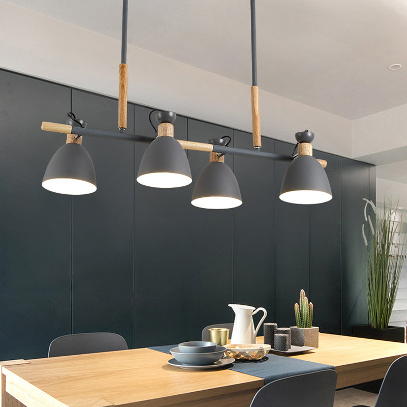 Metal Bowl Shape Chandelier Light Modern Style 4 Lights Chandelier Light Fixture in Gray
