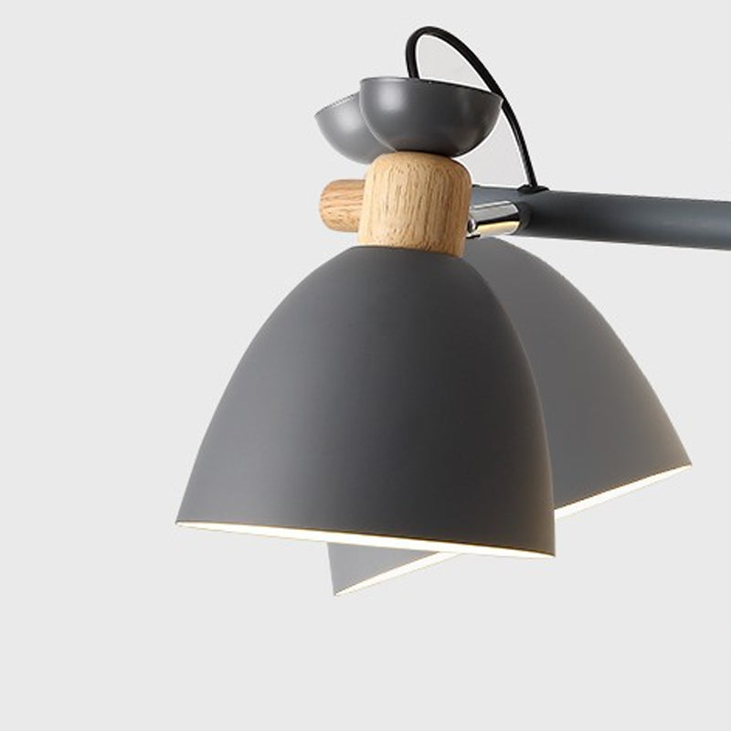 Metal Bowl Shape Chandelier Light Modern Style 4 Lights Chandelier Light Fixture in Gray