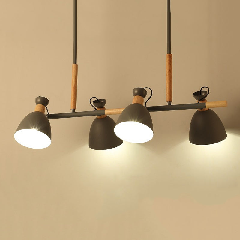 Metal Bowl Shape Chandelier Light Modern Style 4 Lights Chandelier Light Fixture in Gray