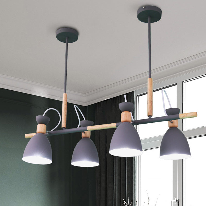 Metal Bowl Shape Chandelier Light Modern Style 4 Lights Chandelier Light Fixture in Gray