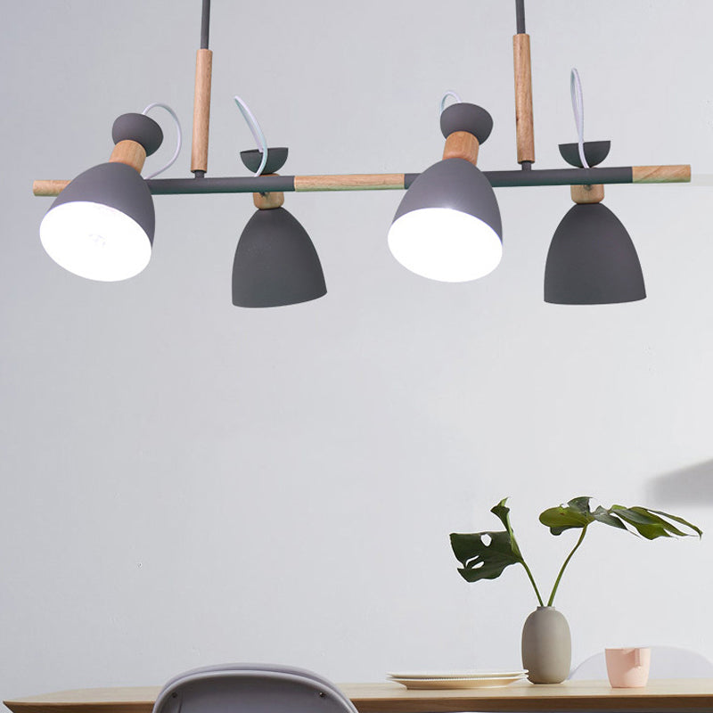 Metal Bowl Shape Chandelier Light Modern Style 4 Lights Chandelier Light Fixture in Gray