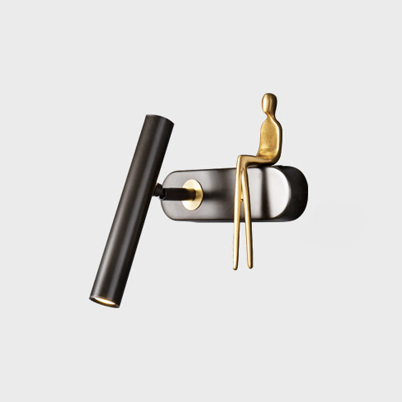 1-Light Cylinder Wall Light Fixture Modern Metal Wall Sconce Light