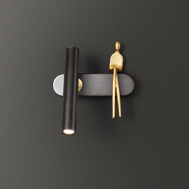 1-Light Cylinder Wall Light Fixture Modern Metal Wall Sconce Light