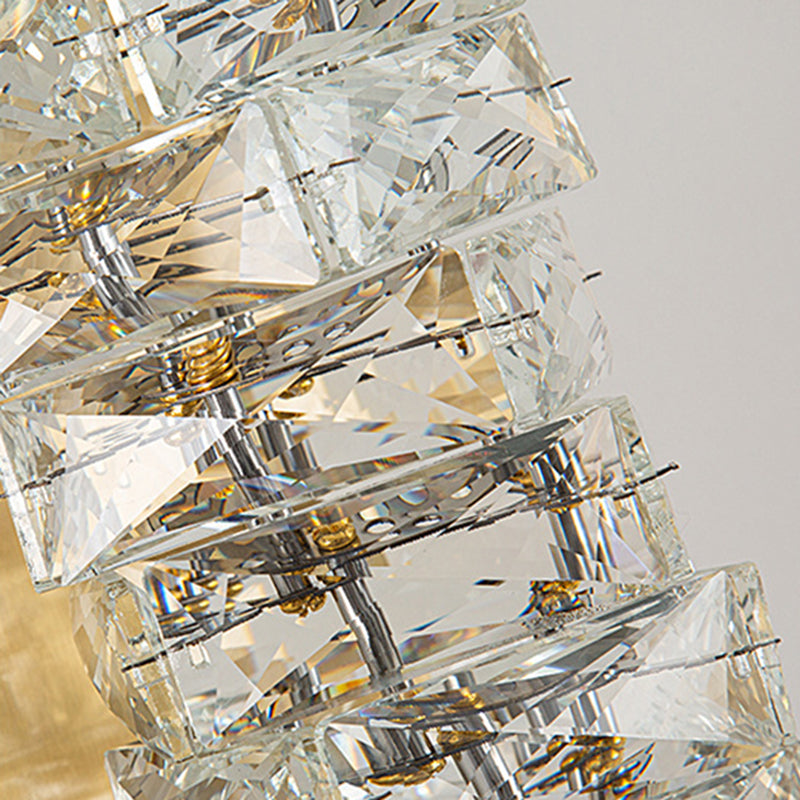 1-Light Geometric Sconce Light Fixture Modern Crystal Wall Light