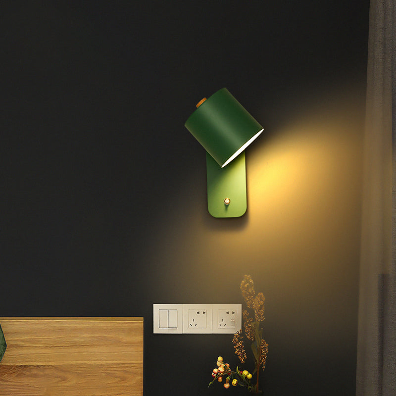 Nordic Style Iron Wall Light Cylinder Shape Rotatable Wall Lamp for Living Room