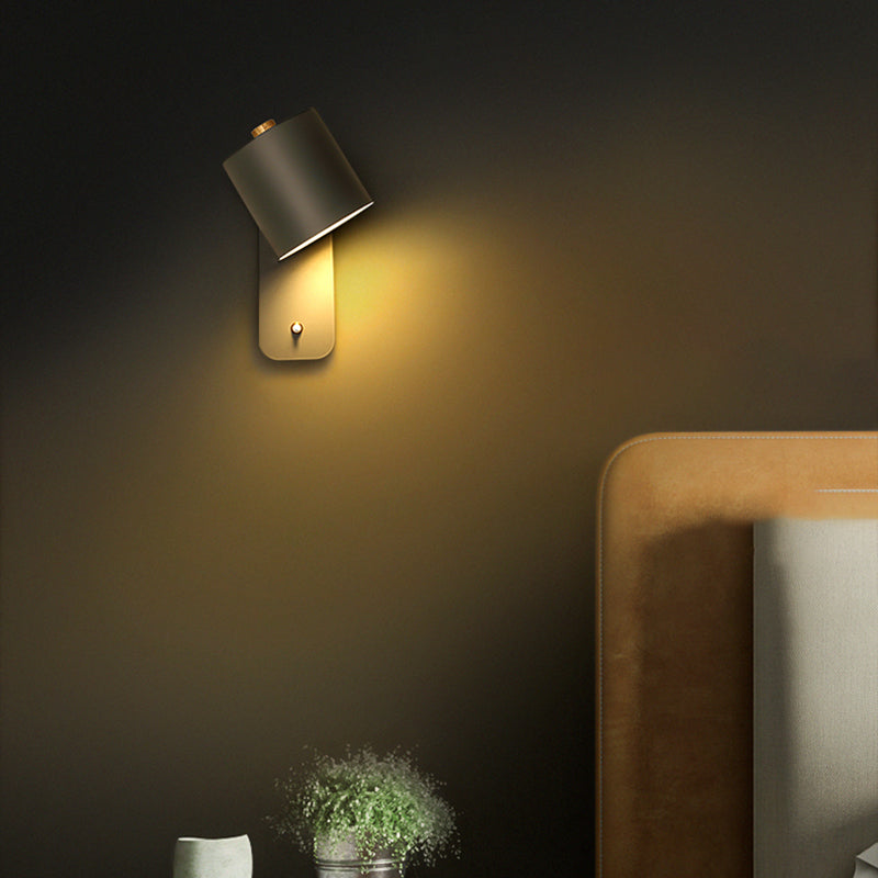 Nordic Style Iron Wall Light Cylinder Shape Rotatable Wall Lamp for Living Room
