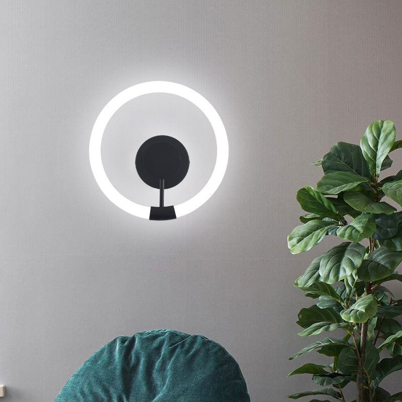 1-Light Round Sconce Light Fixture Modern Metal Wall Light for Bedroom