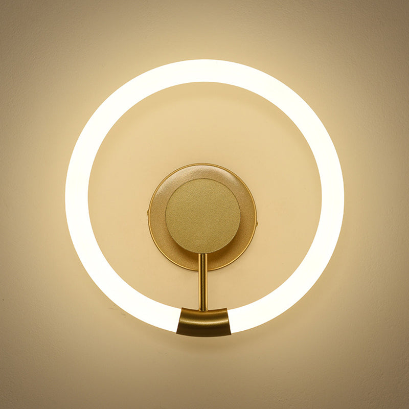 1-Light Round Sconce Light Fixture Modern Metal Wall Light for Bedroom