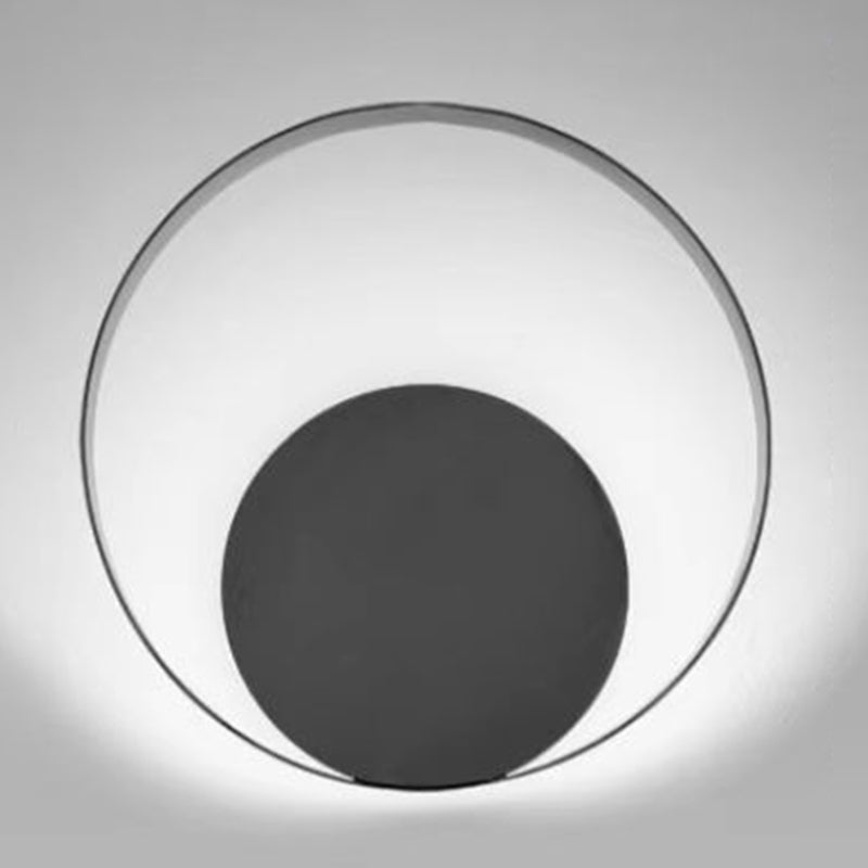 Round Shape Wall Lamp Modern Style Metal 1 Light Sconce in White and Black